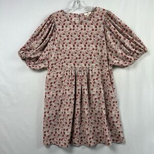 Entro Mini Dress Womens Large Ditsy Floral Puff Sleeve Gathered Cottage Core